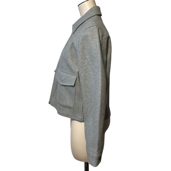 TRUTH sz Small Square Jacket Full Zip Snap Pockets Collared Cropped Gray NWT - Picture 3 of 11